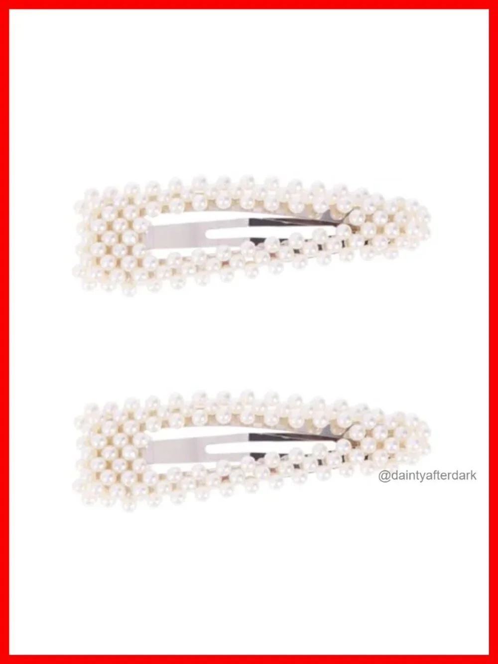 Set of 10 Faux Leather Pearl Barrettes - Hair Clips, Bobby Pins for Women
